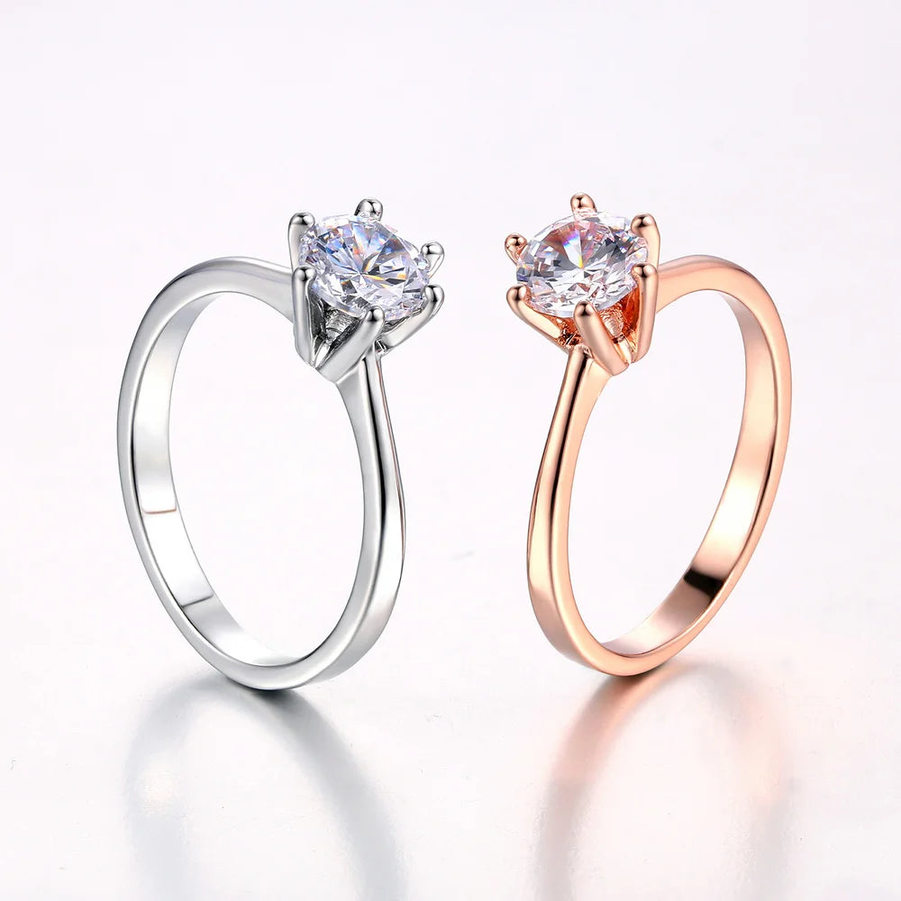 Wedding Engagement Rings For Women Female Jewellry Silver Color Ring 6 Clows Zirconia Ring With Stone Jewelry Wholesale R013