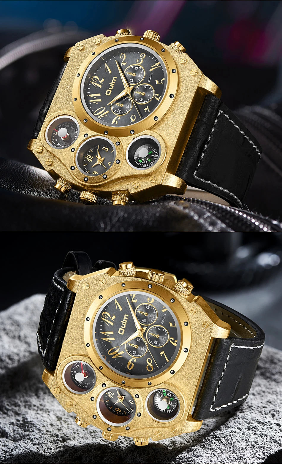 Luxury Sports Watches for Men Top Brand Casual Military Big Dial Cool Man Unique Wristwatch Male Decorative Compass Quartz Clock