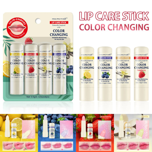 4-pack moisturizing and color changing lipstick - moisturizing lips, natural luster, and hue suitable for all skin tones