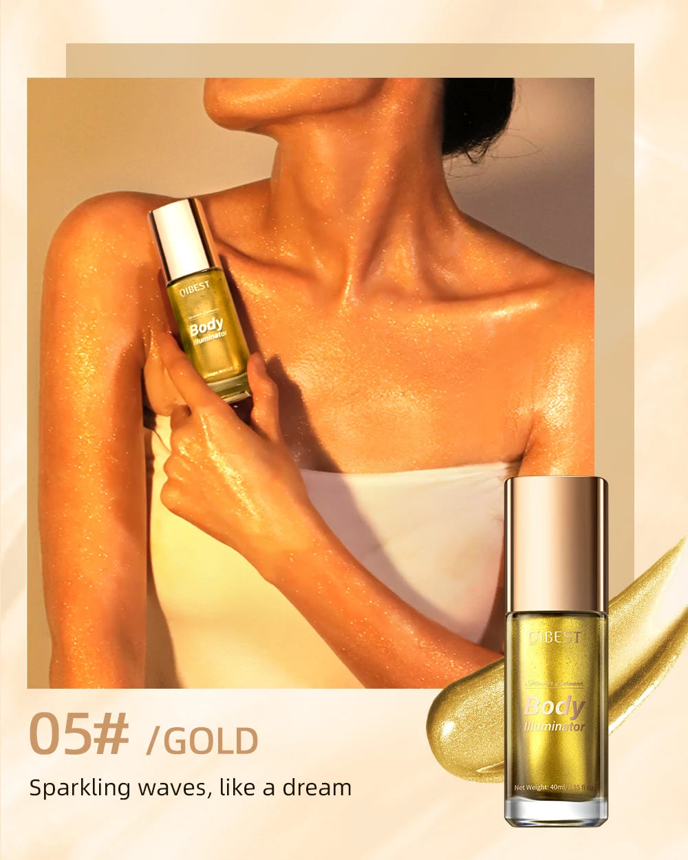 QIBEST 5 Colors Body Face Liquid Highlighter Glitter Makeup Glow Face Contour Shimmer Illuminator Ginger Highlight Cosmetics