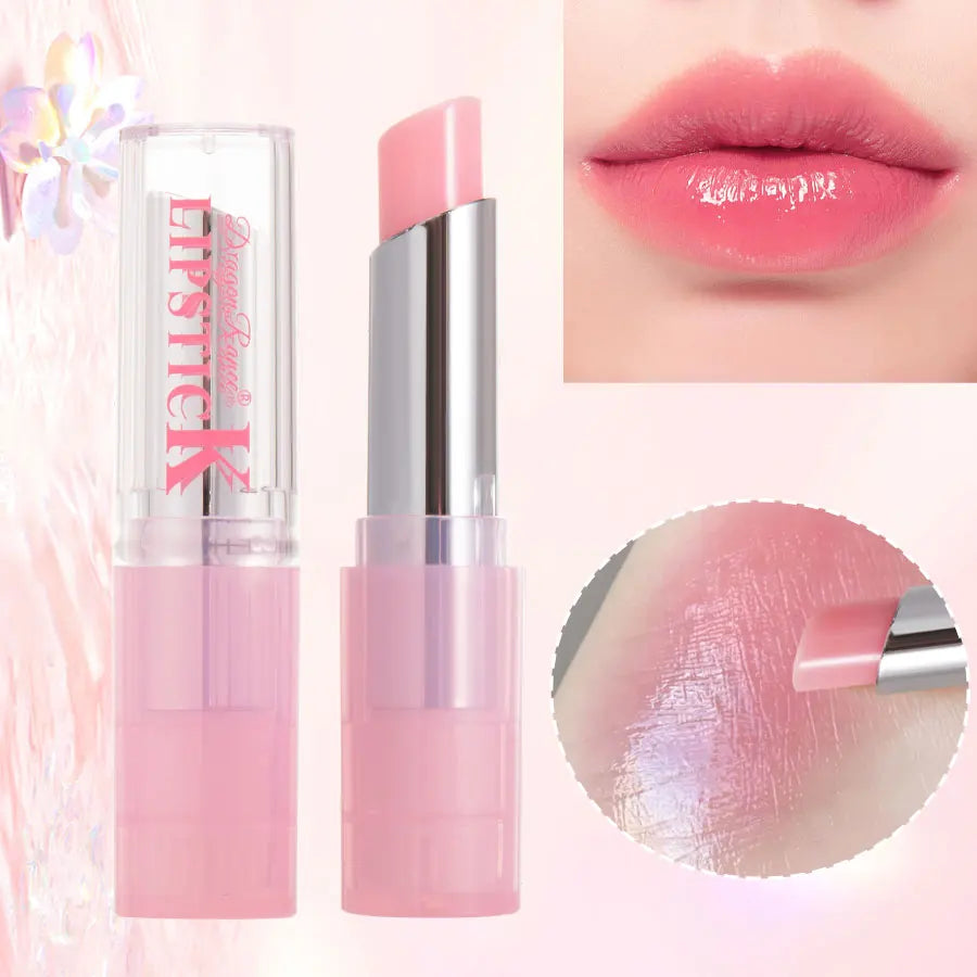 Color Lip Balm Moisturizing Glossy Waterproof Long-Lasting Pink Lip Balm with Shiny Effect Suitable for All Skin Type Soothing a