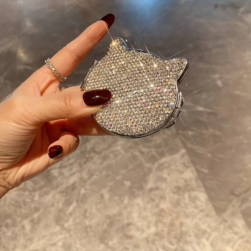 Makeup Mirror Luxury Diamond Portable Pocket Compact Mirror Women's Gifts Handheld Cosmetic Mirror with Magnification