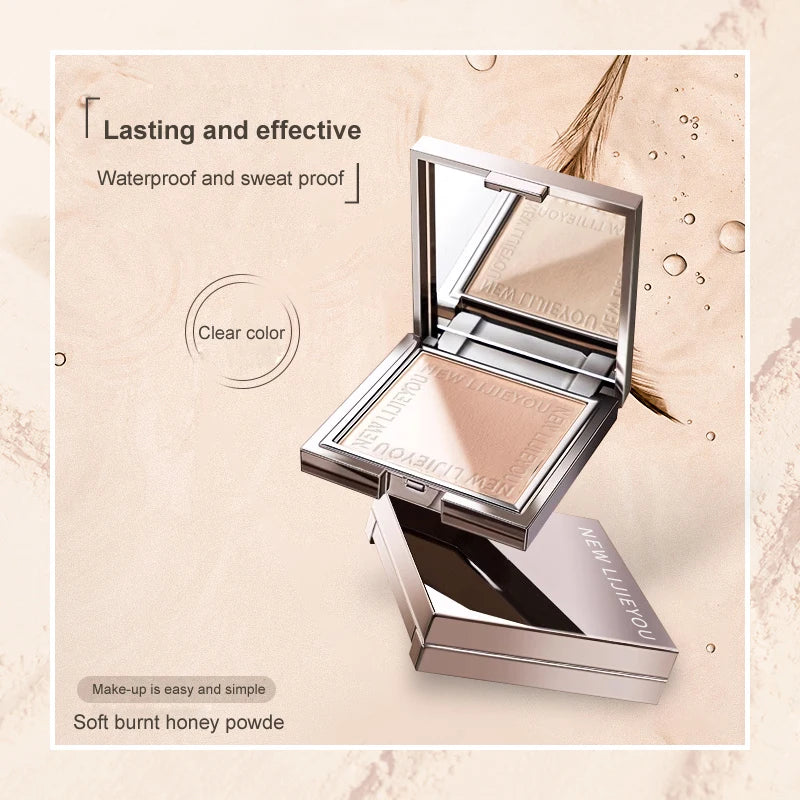 Waterproof powder with mirror, durable makeup, full face coverage, compact powder, cosmetics base, 3 colors