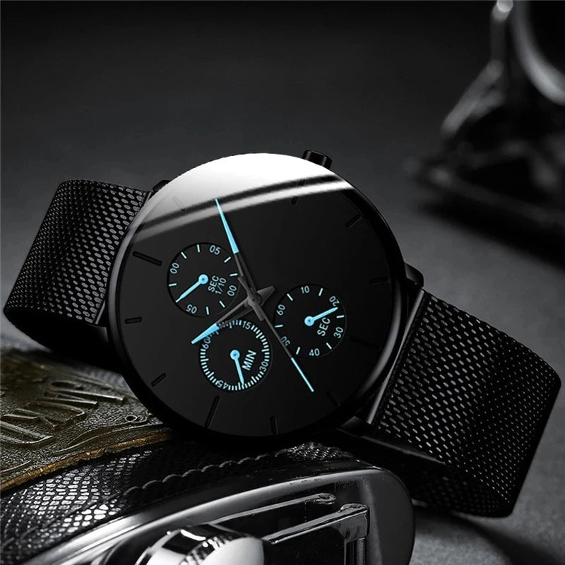 2025 Mens Luxury Watches for Men Business Casual Ultra Thin Clock Male Stainless Steel Mesh Belt Quartz Watch relogio masculino