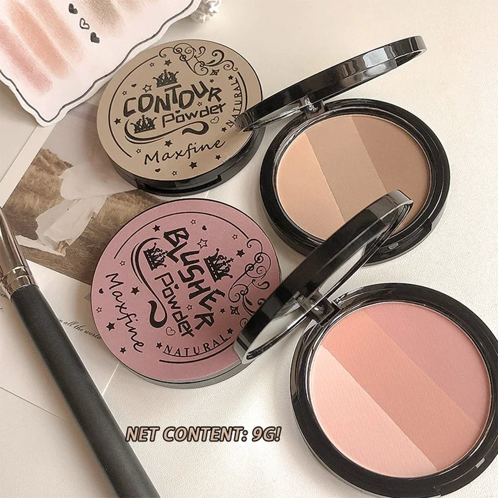 Matte Contouring Powder Rose Pink Bronzer Palette Long Lasting Natural Face Shading Powder Contour Waterproof 3 Colors Cosmetics