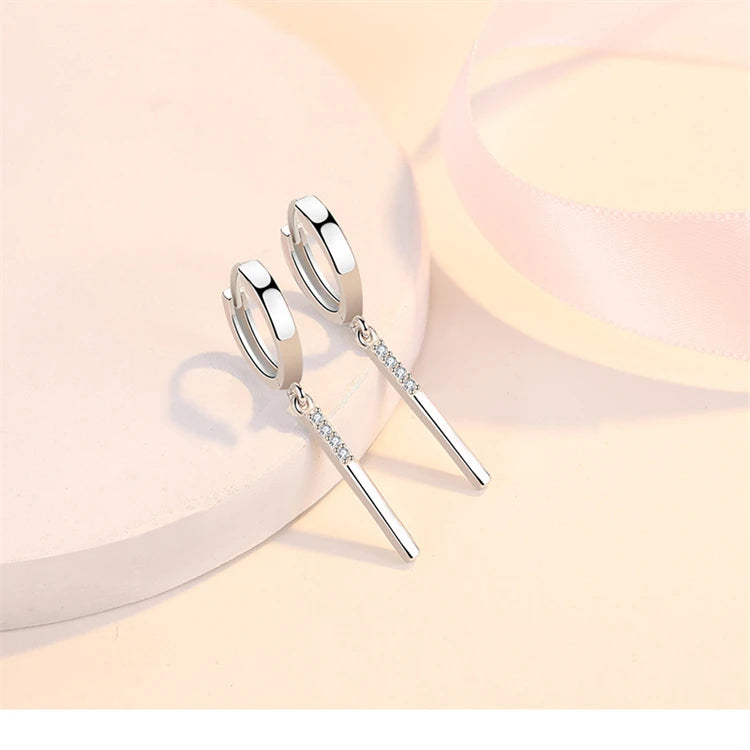 Fashion 925 Sterling Silver earrings For Women Simple Creative Small Stick Ear Buckle Jewelry Lady Anniversary Accessories Gifts