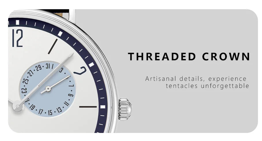 TOPHILL Men's Bauhaus Quartz Watch Ultra Slim 40mm Minimalist Dial Sapphire Glass Leather Strap Stainless Steel Case