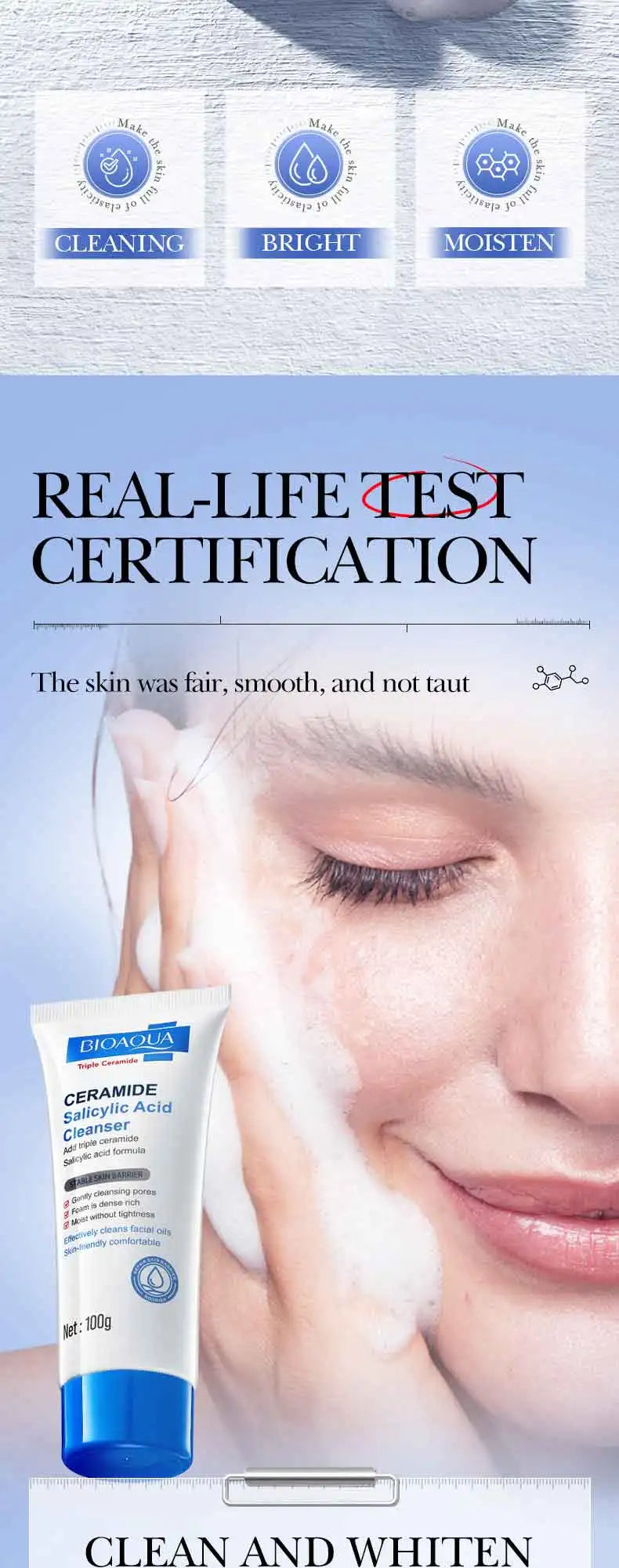 Salicylic Acid Cleansing Facial Cleanser Oil Control Anti-Acne Skin Care Whitening Cleanser Gentle Mild Facial Cleanser