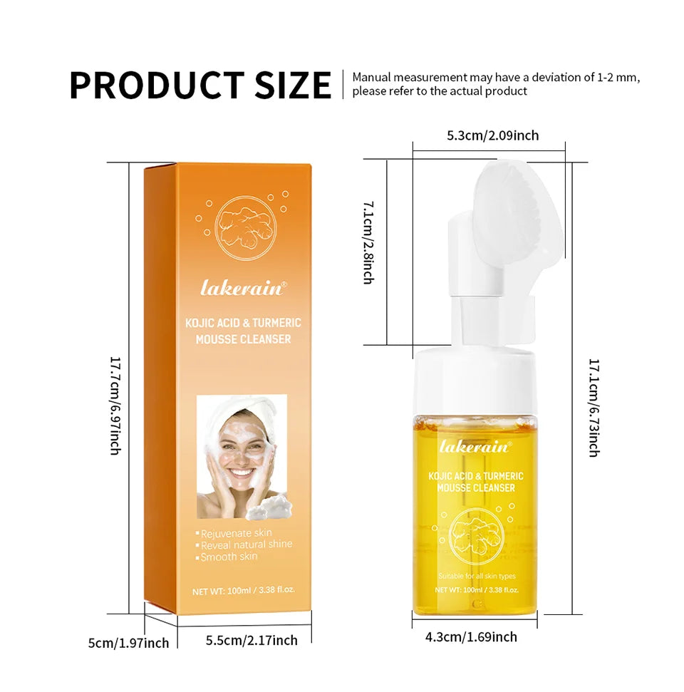 Turmeric Cleansing Mousse Exfoliating Hydrating Mild Non-Irritating Cleansing Moisturizing Soothing Foaming Facial Wash