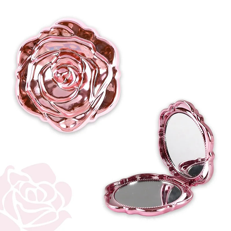 1PC Portable Mini Mirror Retro Rose Flower Small Pocket Makeup Mirror Double Sided Hand Mirrors Compact Cosmetic Beauty Tool