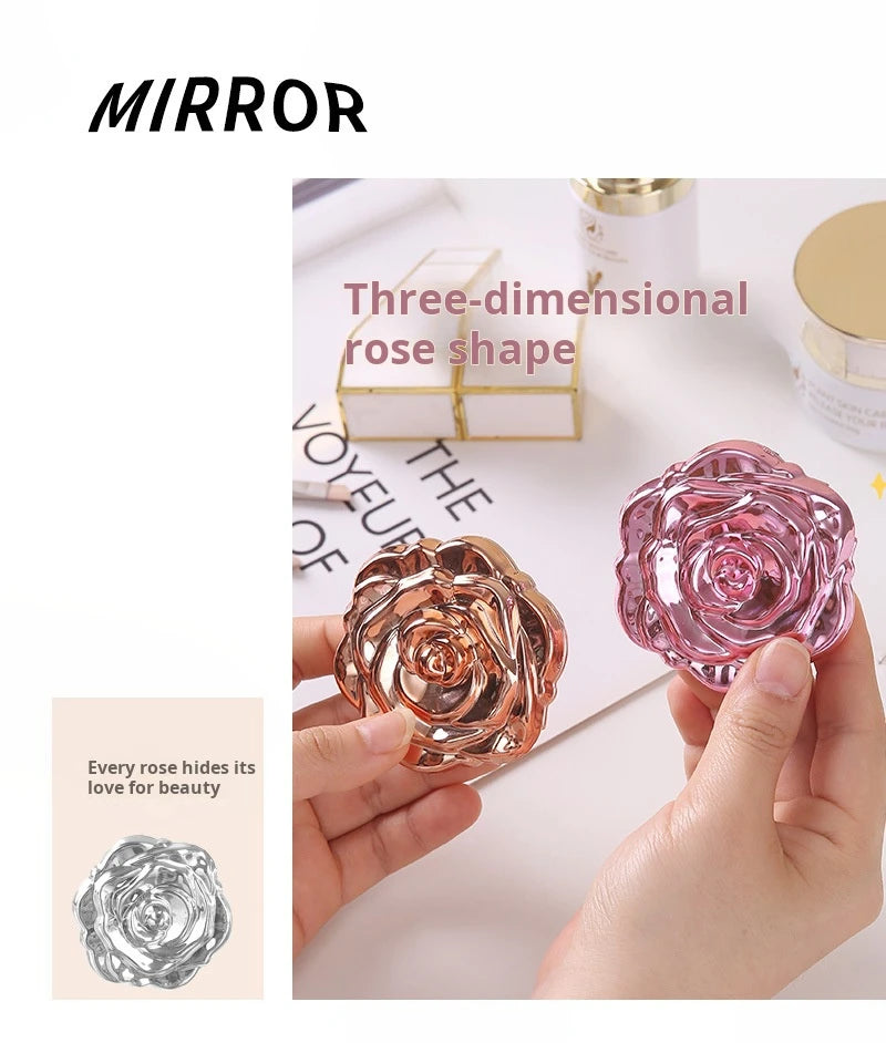 1PC Portable Mini Mirror Retro Rose Flower Small Pocket Makeup Mirror Double Sided Hand Mirrors Compact Cosmetic Beauty Tool