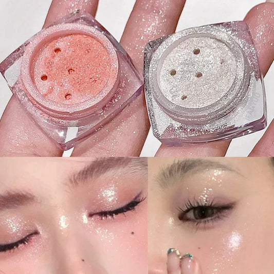 Glitter Shimmer Highlighter Powder Pearlescent High Gloss Makeup Powder Face and Body Brighten Sequins Natural Contour Cosmetic