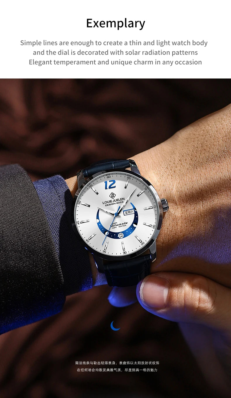 Men's Watches Top Brand Luxury Men Wrist Watch Leather Quartz Watch Sports Waterproof Male Clock Relogio Masculino+Box 2023 New