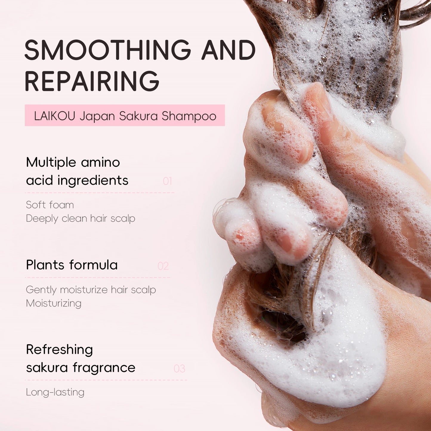 LAIKOU  Sakura Shampoo Repair Anti Split Ends Smooth Frizz Dry Hair