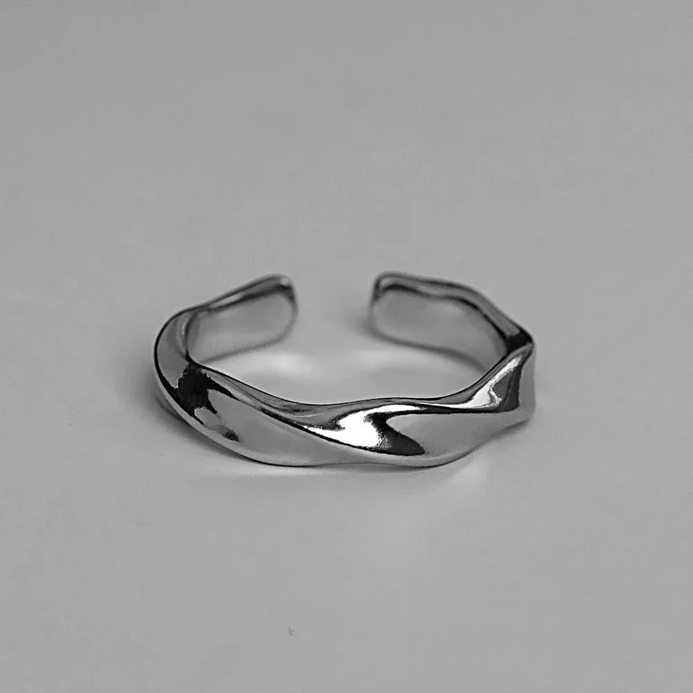 Ring For Men Simple Metal Twist Wide Index Rings Personality Punk Opening Rings Jewelry Gifts For Unisex 2024