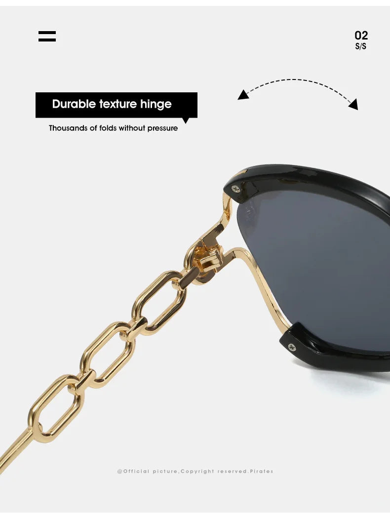 Luxury Square Sunglasses  Women UV400 Retro Brand Chain Metal Frame Shades Summer Sun Glasses for Female
