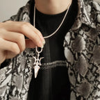 Punk Jewelry Halberd Necklaces for Men Boys Girl Goth Cross Choker Trinket Statement Necklaces&Pendants Key Chain Neck Charms