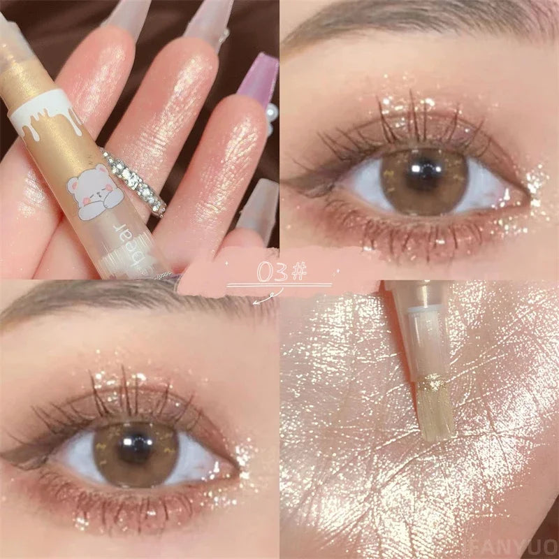 Waterproof Shiny Diamond Highlight Pen Eye Makeup Highlighter Long Lasting Pearl White Brighten Silkworm Shadow Liquid Highlight