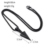 Men Black Long Necklace for Men Women with Arrow Pendant Jewelry Chain Hip Hop Punk Rock Christmas Halloween Gift