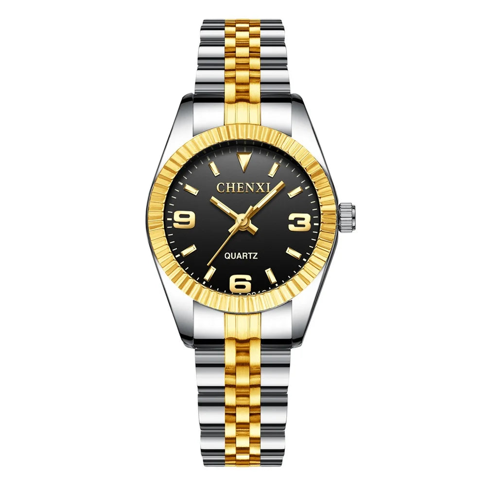 CHENXI Brand Top Luxury  Ladies Golden Watch for Women Clock Female Women's Dress Rhinestone Quartz Waterproof Wristwatches