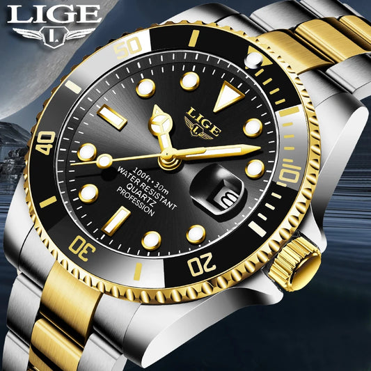 LIGE Men Watch Fashion Business Watch Men Top Brand Luxury Waterproof Luminous Quartz Wristwatches For Men Relogios Masculino