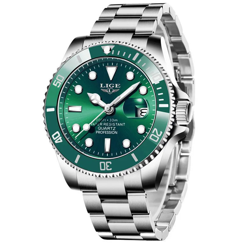 LIGE Men Watch Fashion Business Watch Men Top Brand Luxury Waterproof Luminous Quartz Wristwatches For Men Relogios Masculino