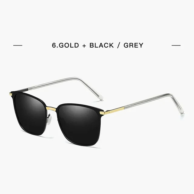 New Arrival Stylish Polarized Sunglasses Men Square Metal Frame Grey Glasses fashion Men Driver driving sunglasses UV400