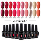 NAILCO 10PCS/Set Gel Nail Polish Gorgeous Full Coverage Semi Permanent Soak Off UV LED Gel Nail Art Base Top Coat Gel Polish Kit