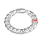 Men's Bracelets 12mm Curb Cuban Chain 925 Sterling Silver Luxury Fashion Jewelry Male Gift Christmas GaaBou Jewellery
