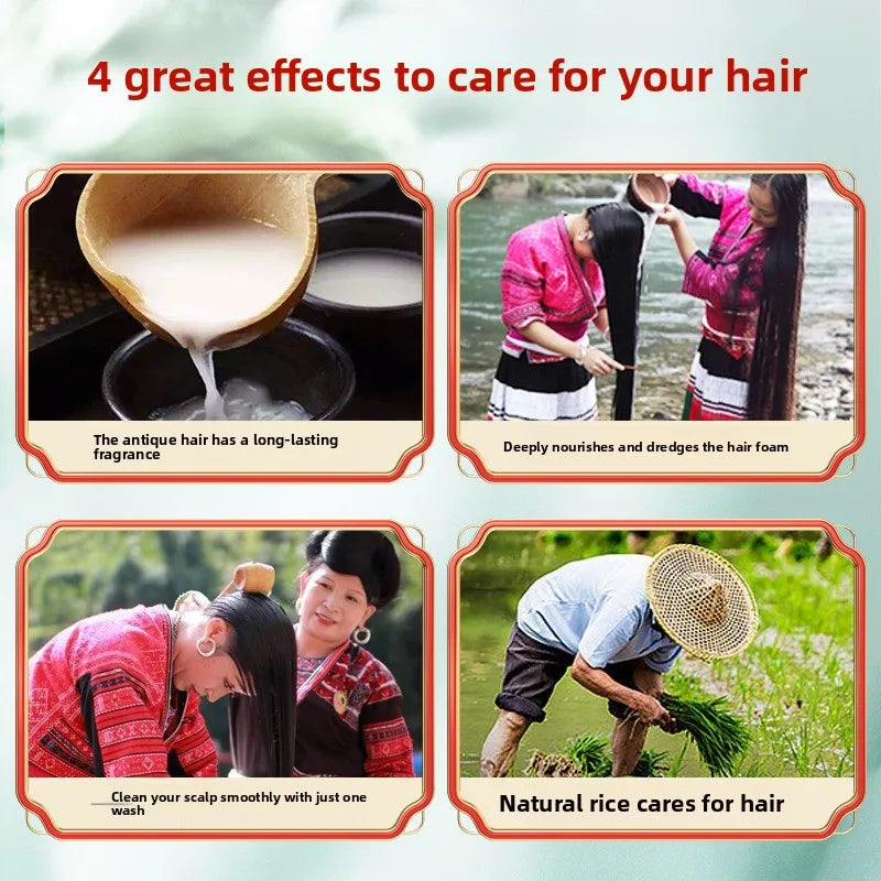 500ml Wash Rice Water Hair Shampoo Anti Dandruff Shampoo Professional Hair Care Clean Scalp and Improve Scalp Environment