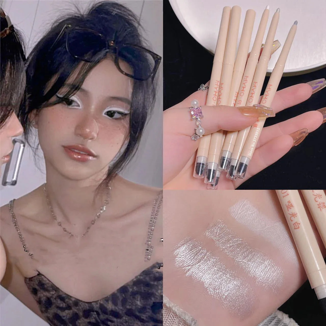 Matte Pearlescent White Eye Shadow Stick Smooth Eye Makeup Highlighter Shimmer Waterproof Pearly Silver Eyeliner Silkworm Pen
