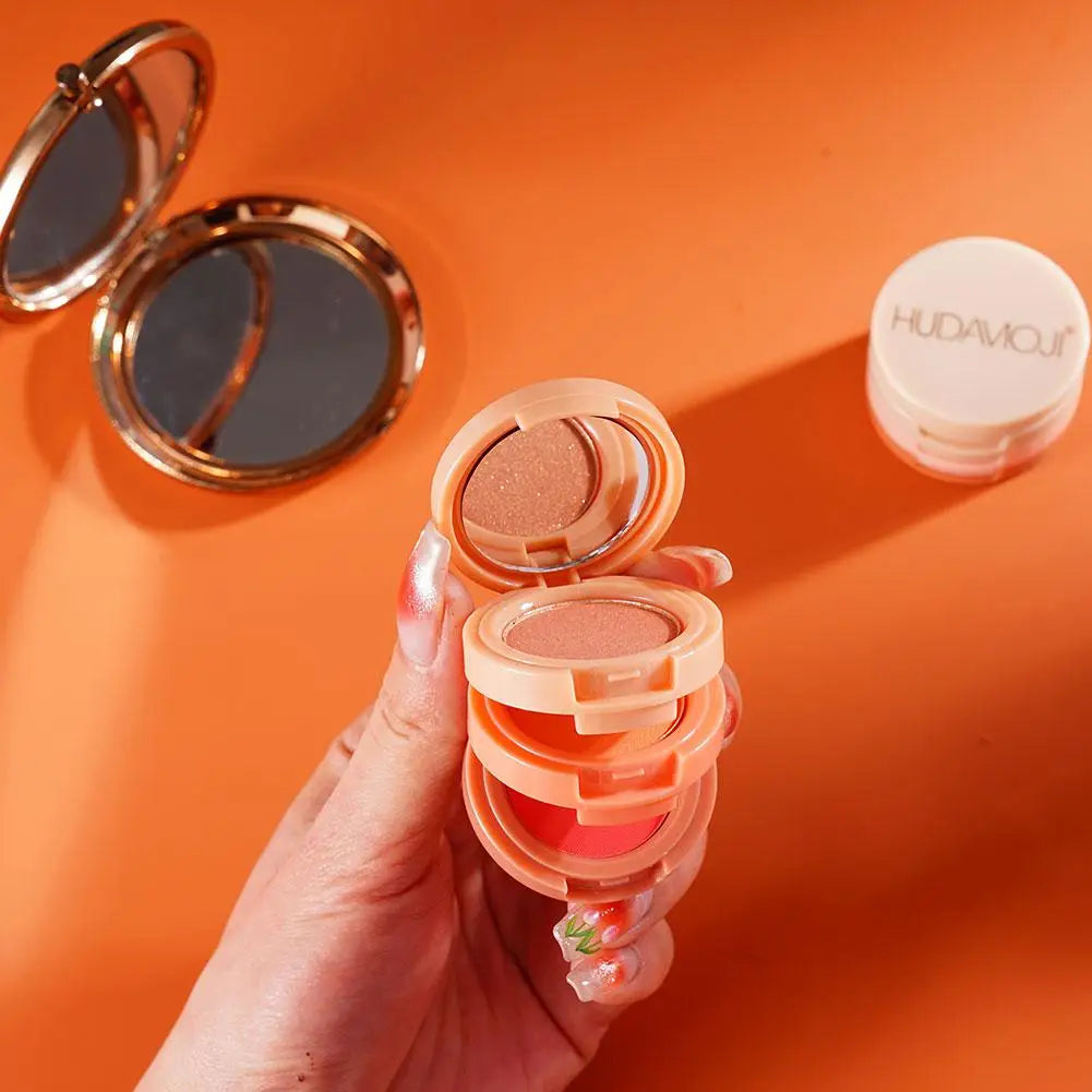 Pink Peach Blush Powder 3 In 1 Matte Blush  Low Saturation Soft Fog Blush Brightening Face Blusher Rouge Makeup Cheek Tint