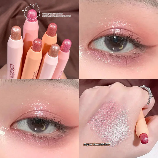 Glitter Eyeshadow Stick Diamond Eyes Makeup Highlighter Shadow Pen Long Lasting Rose Pink Silkworm Champagne Gold Liner Pencil