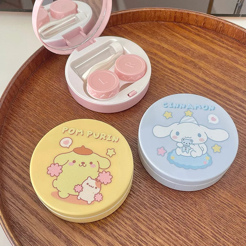 hello kitty color contact lenses Kuromi Sanrio contact  cute kawaii eye contacts care box INS portable box with mirror anime