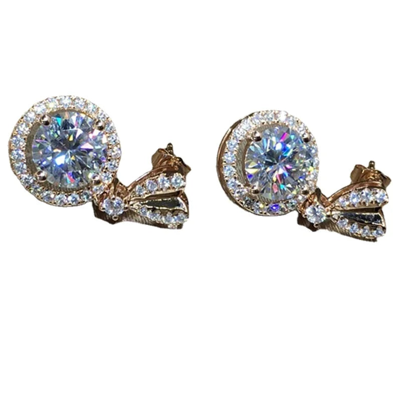 Real 14K Gold Jewelry Earring Women Fine Aros Mujer Oreja Pink Earrings for Women Orecchini 14 K rose Gold Bizuteria Jewelry