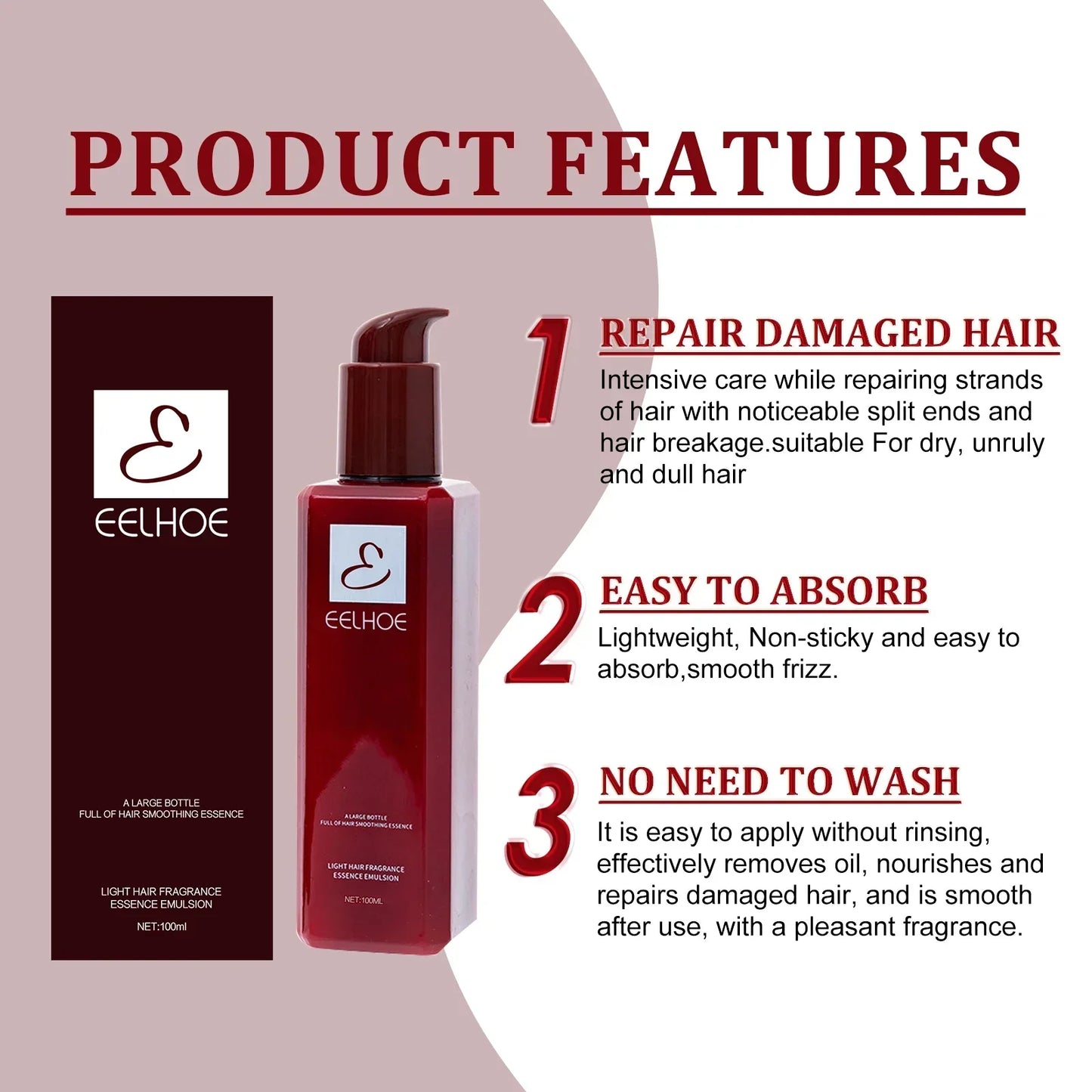 Hair Conditioner Essence Moisturizing Soften Repair Hair Mask Smoothing Treatment for Damaged Dry Curly Frizzy Hair Care