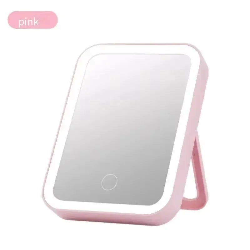 Makeup Mirror USB Rechargeable Portable Compact LED Vanity Mirror with Touch Screen Dimming Makeup Mirror