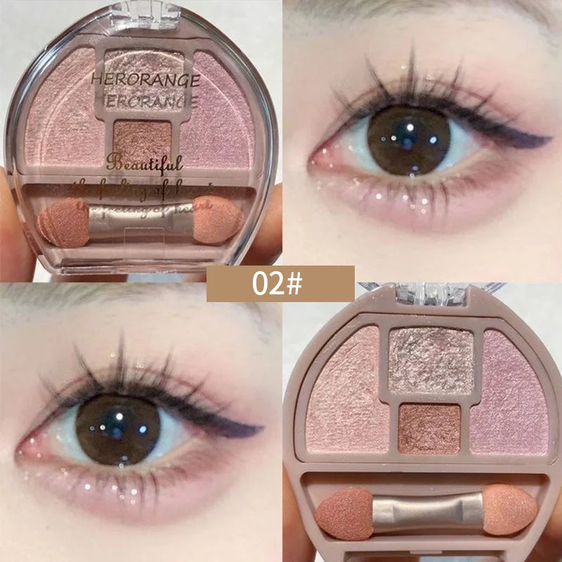 Four-color Eye Shadow Powder Palette Shimmering Glitter Natural Eyelid Silkworm Contour Shadow Natural Tone Pink Eyeliner Makeup