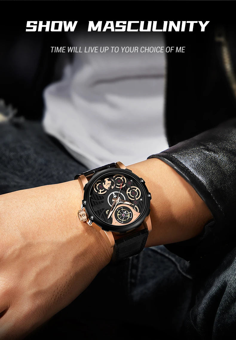 A high-end men's watch with cool retro and trendy style quartz watch