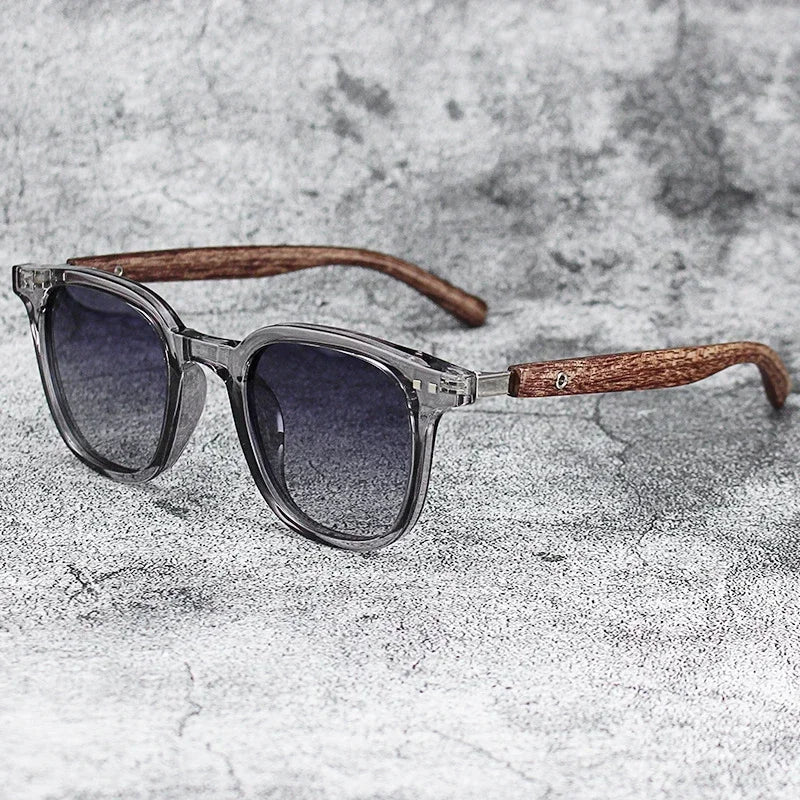Sunglasses for Men Trendy Retro Wood Grain Polarized UV Protection Eyewear Cycling Outdoor Street Photography Shades