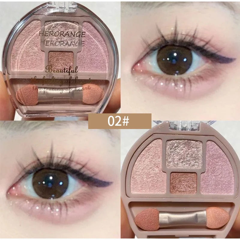 Four-color Eye Shadow Powder Palette Shimmering Glitter Natural Eyelid Silkworm Contour Shadow Natural Tone Pink Eyeliner Makeup