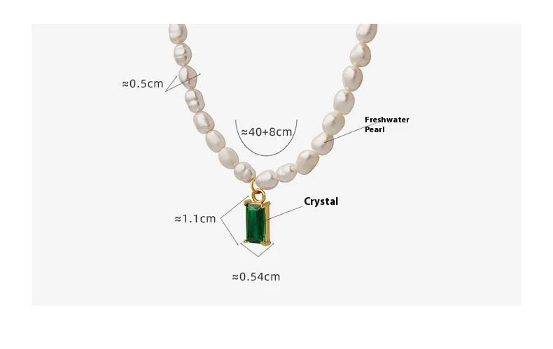 Women's Necklace Elegant Style Crystal Pendant Freshwater Pearl Collarbone Chain Stainless Steel Fashionable Versatile Jewelry