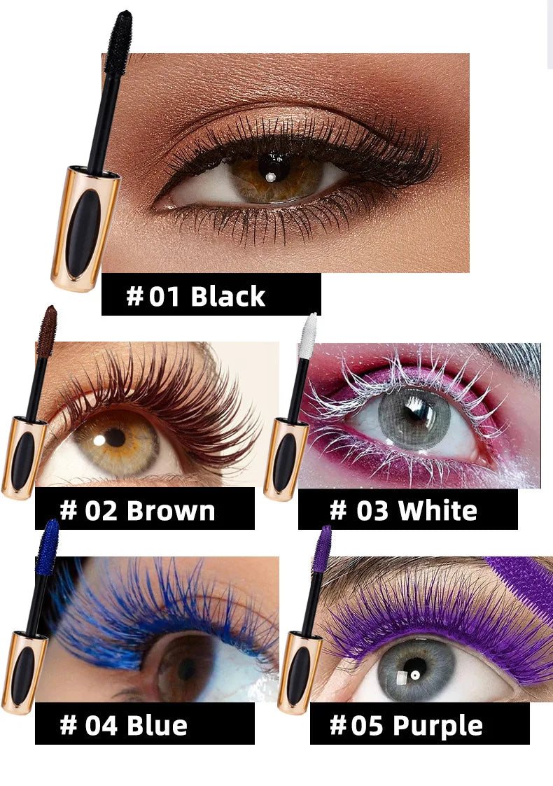 5D Mascara Waterproof Sweatproof Non Smudging Creates Dense Long Lashes With Silicone Brush Head For Base Laying