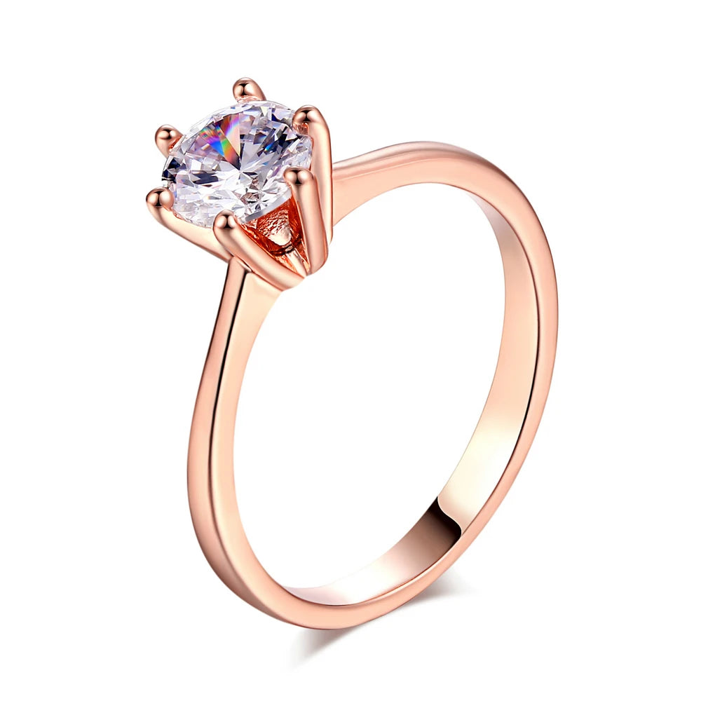 Wedding Engagement Rings For Women Female Jewellry Silver Color Ring 6 Clows Zirconia Ring With Stone Jewelry Wholesale R013