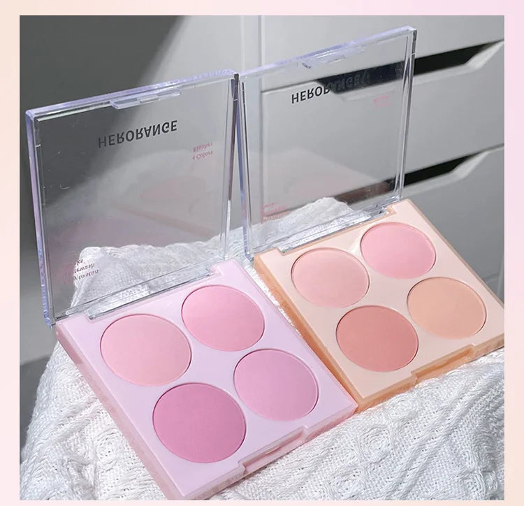 4 Colors Blush Powder Face Makeup Set Mixed Sweet Warm Colors Matte Cheek Powder Facial Beauty Cosmetic Makeup Blush