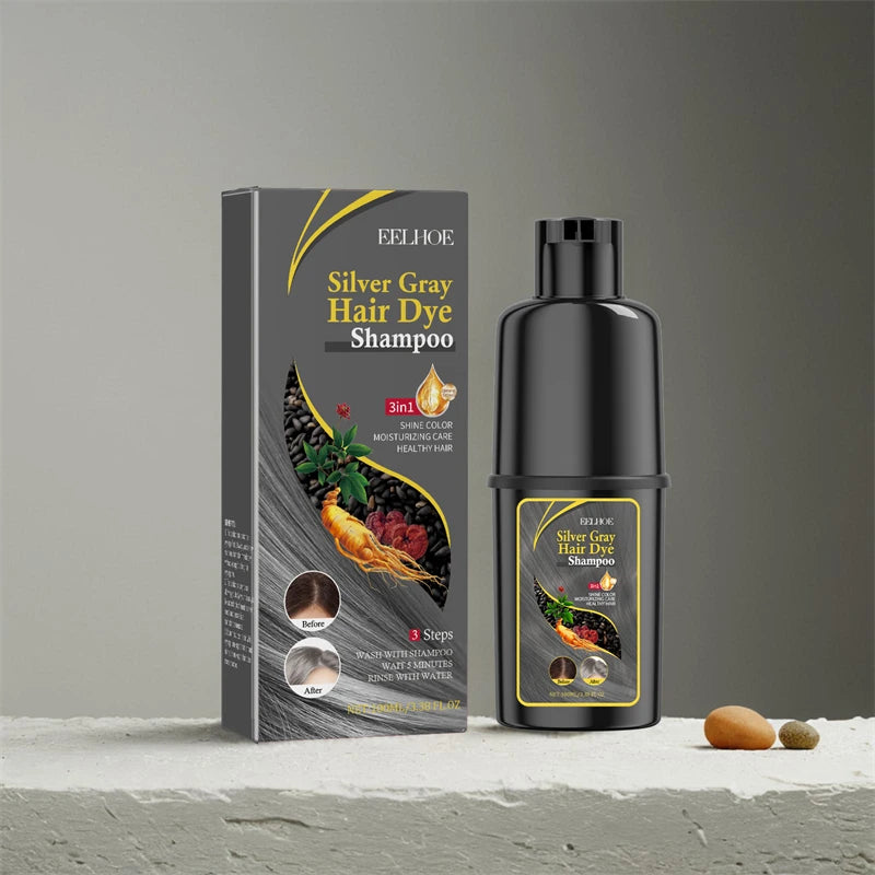 100ml Silvery Gray Hair Color Shampoo Gentle Herbal Moisturizing Cleansing & Nourishing Hair Care Oil Control Dye Shampoo