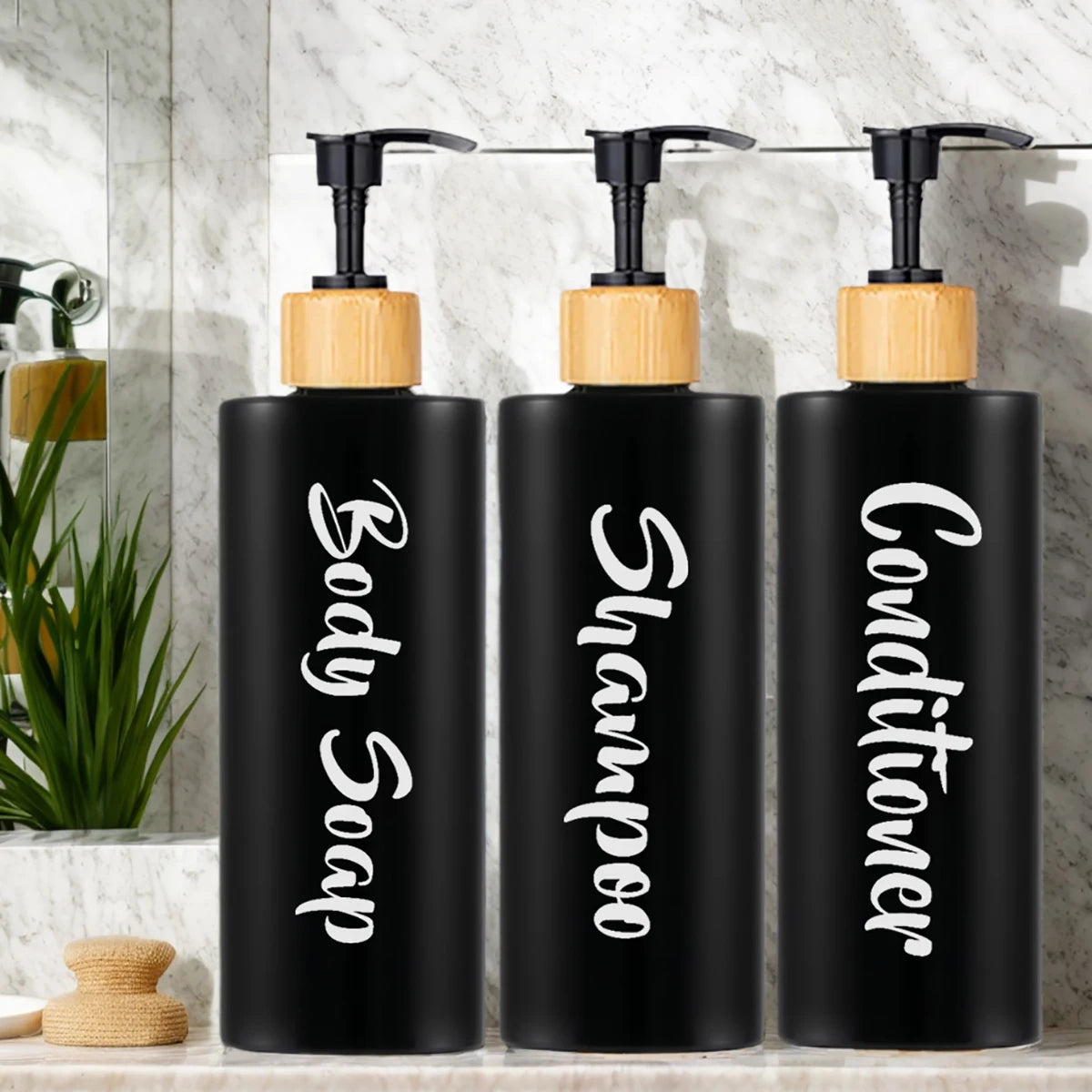 Shampoo Conditioner Bodywash Soap Dispenser Bathroom Shower Soap Dispenser Empty Shampoo Bottle Bathroom Essential