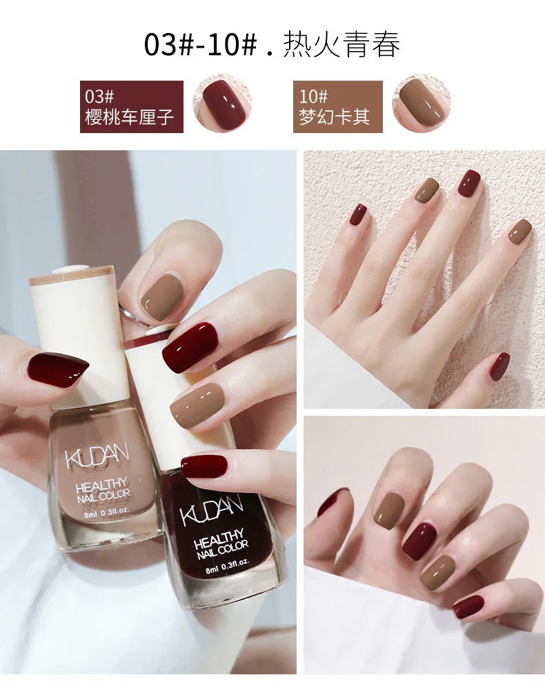 Nail Polish Without Baking Lamp White Fine Glitter Non-baking Non-peel Transparent Shiny Oil Base Coat Nude Nail Polish