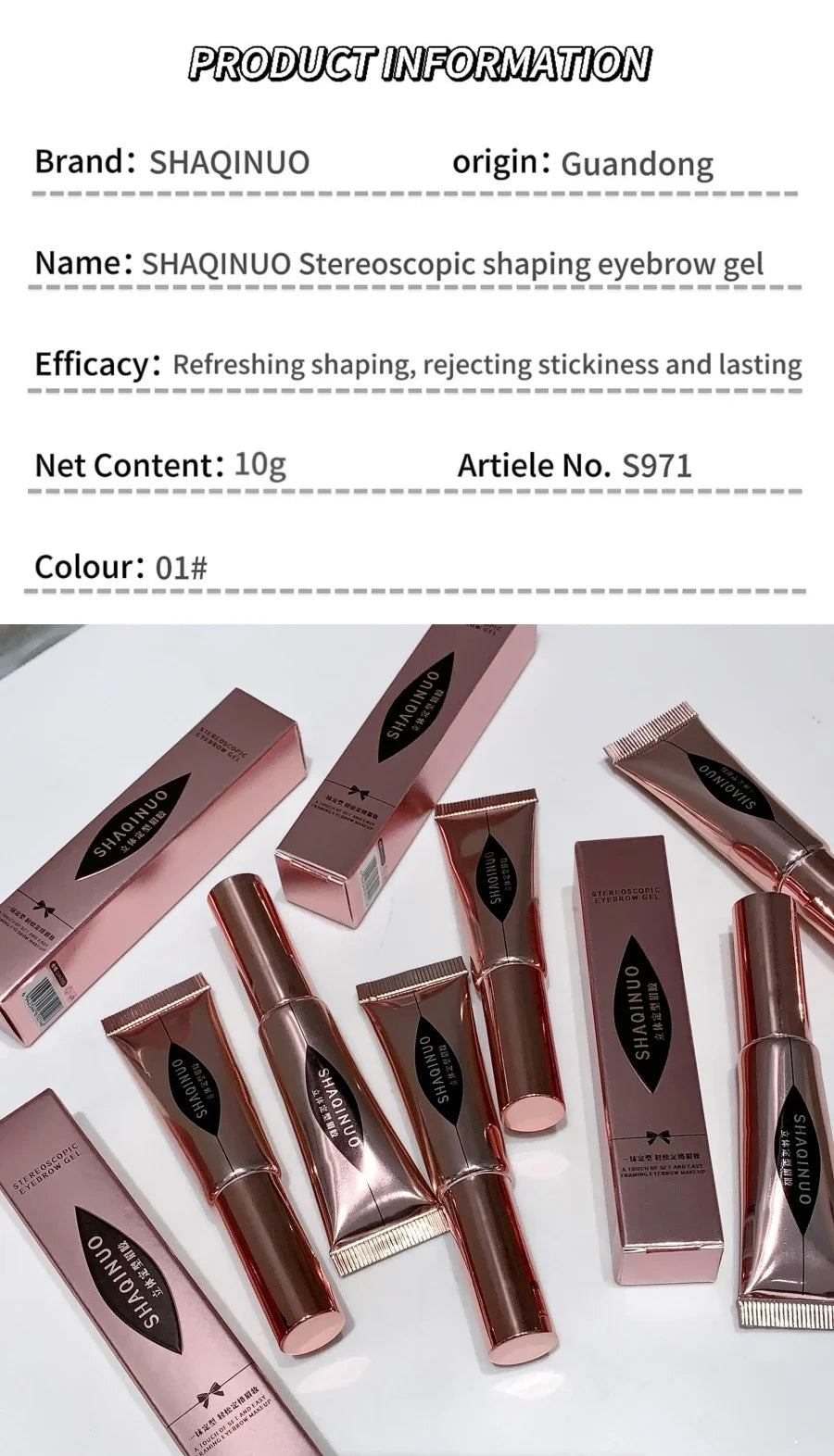 Eyebrow Styling Gel Easy to Shape & Long-Lasting Hold, Small Brush for Effortless Application, Naturally Colored for Al