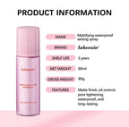 Mattifying Waterproof Setting Spray Glossy Matte Base Makeup Control Oil Non-Sticky Waterproof Make-up Fixer Spray for All Skin